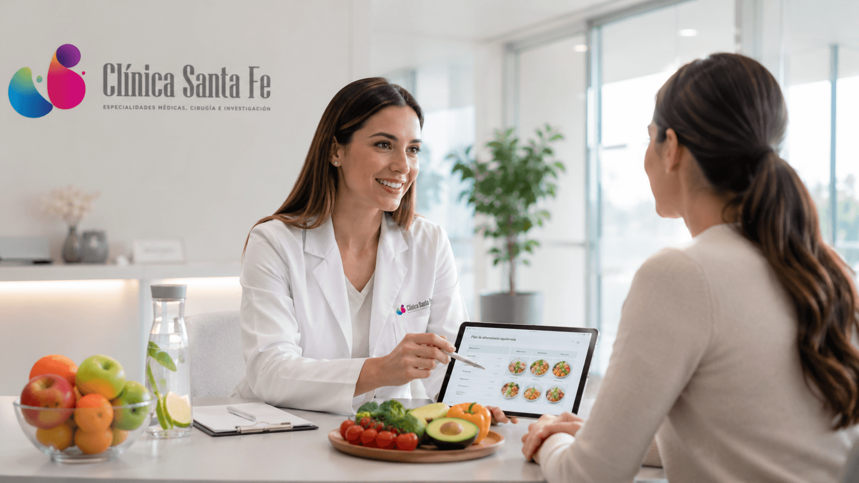 Especialista en nutrición clínica orientando a una paciente en Santa Fe